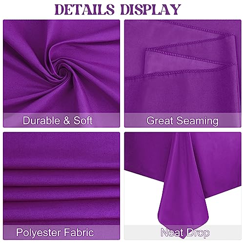Image of 4 Pack Rectangle Tablecloth 60x102 Inch Purple Washable Polyester Table Cover for Wedding Dining Table Buffet Parties Banquet Decoration(Purple)