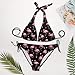 Women's Girls Summer Strappy for Flamingo Black Bikini Fashion Swimsuit Bottoms Triangle Halter Bikini Top Two Piece Swimwear Bathing Suit