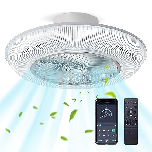 Anegoe Ceiling Fan With Lights Remote Control, 23'' Large Modern Ceiling Fan 360° Angle Airflow Flush Mount Ceiling Fan With Lights With Silent Dc Motor Low Profile Fan For Bedroom Living Room #TOP24