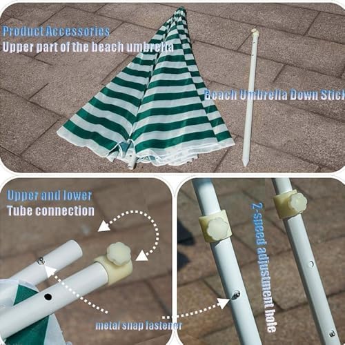 Parasol para terraza azul de 190 cm portátil y a rayas. 6