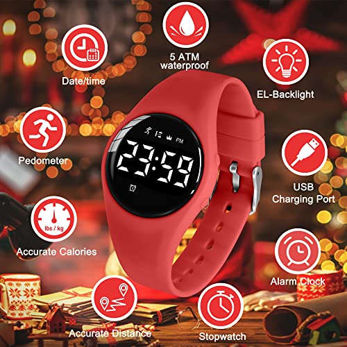 Image of Kids Watches for Girls Boys Digital Sport Watch with Step Counter Pedometer Vibration Alarm Clock, No App Waterproof Fitness Tracker Kids Watch Boys Girls Teens Students Ages 5-16