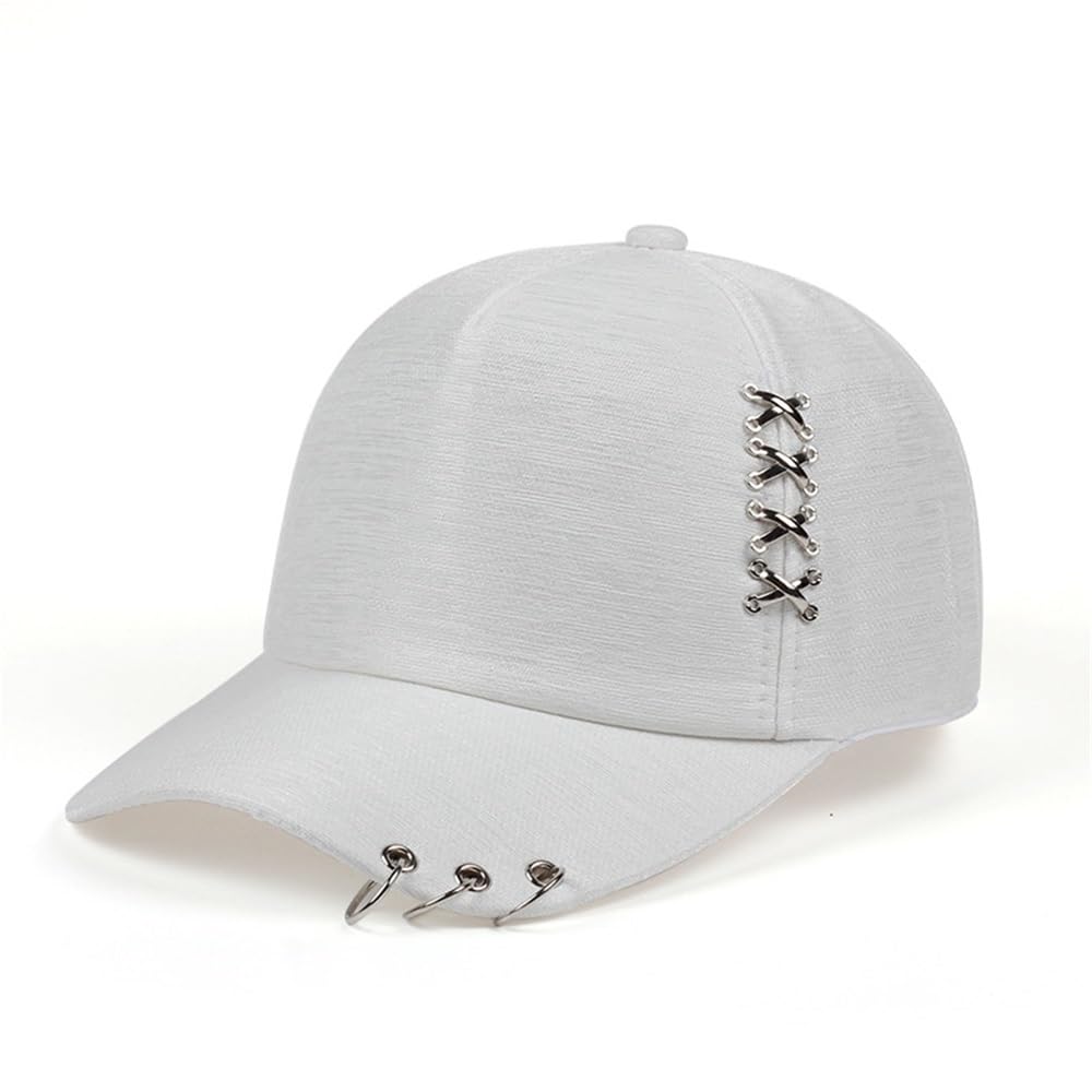 Casquette de baseball avec anneaux blanc style urbain casquette de journal visière