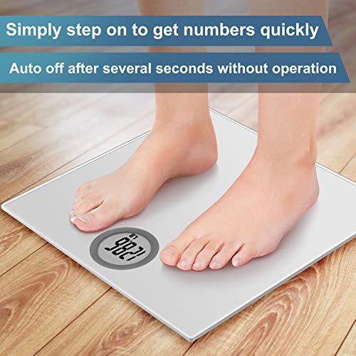 Vitafit Digital Body Weight Bathroom Scale Weighing Scale with Step-On Technology, LCD Display(400lb),Batteries Included, Elegant Silver
