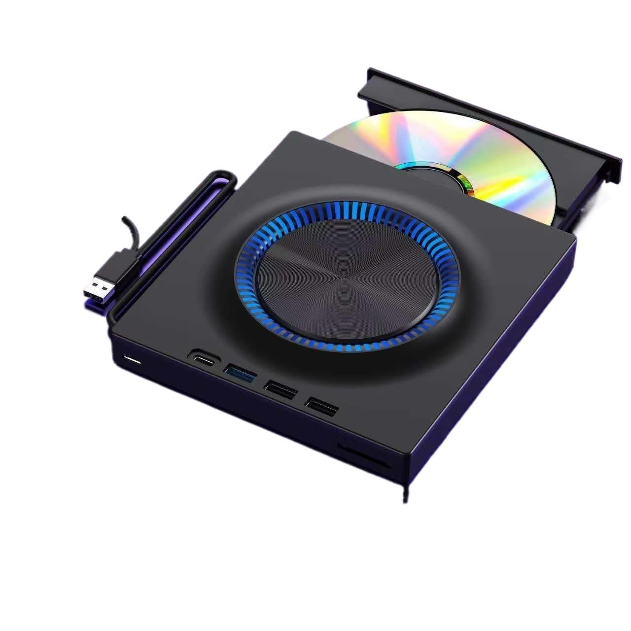 JVDDI USB 3.0 External CD/DVD Drive,Type C Portable CD/DVD+/- RW Drive/DVD Player Hub with SD Card