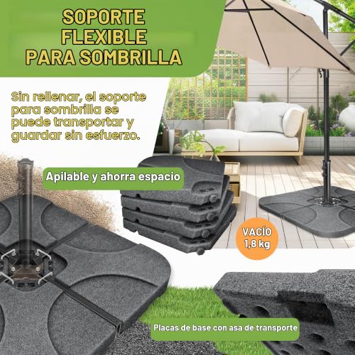 Soporte para sombrilla KESSER contra ráfagas de viento base rellenable 60L 3