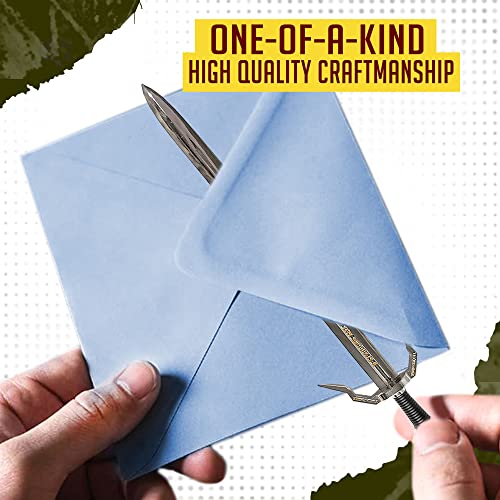 Schwert aus Witcher – Geralt von Riva, Silberschwert, Brieföffner mit Ständer, 21 cm, Miniaturschwert, Silberschwert, Videospiel, Geschenk für Fans, Gamer & Sammler