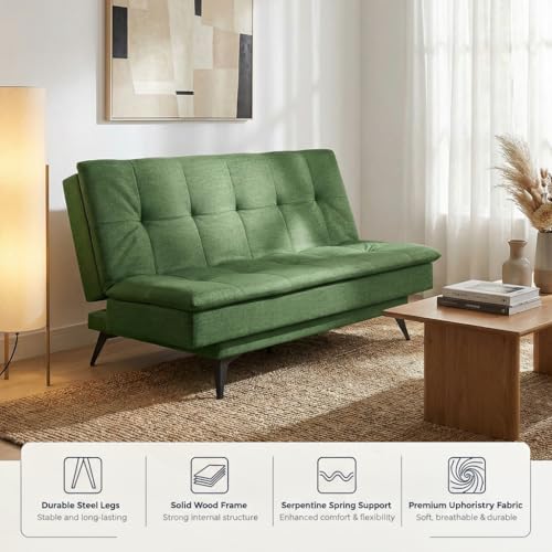 Image of Wakefit Flexia Sofa Cum Bed - Three Seater - Reflection Series Green