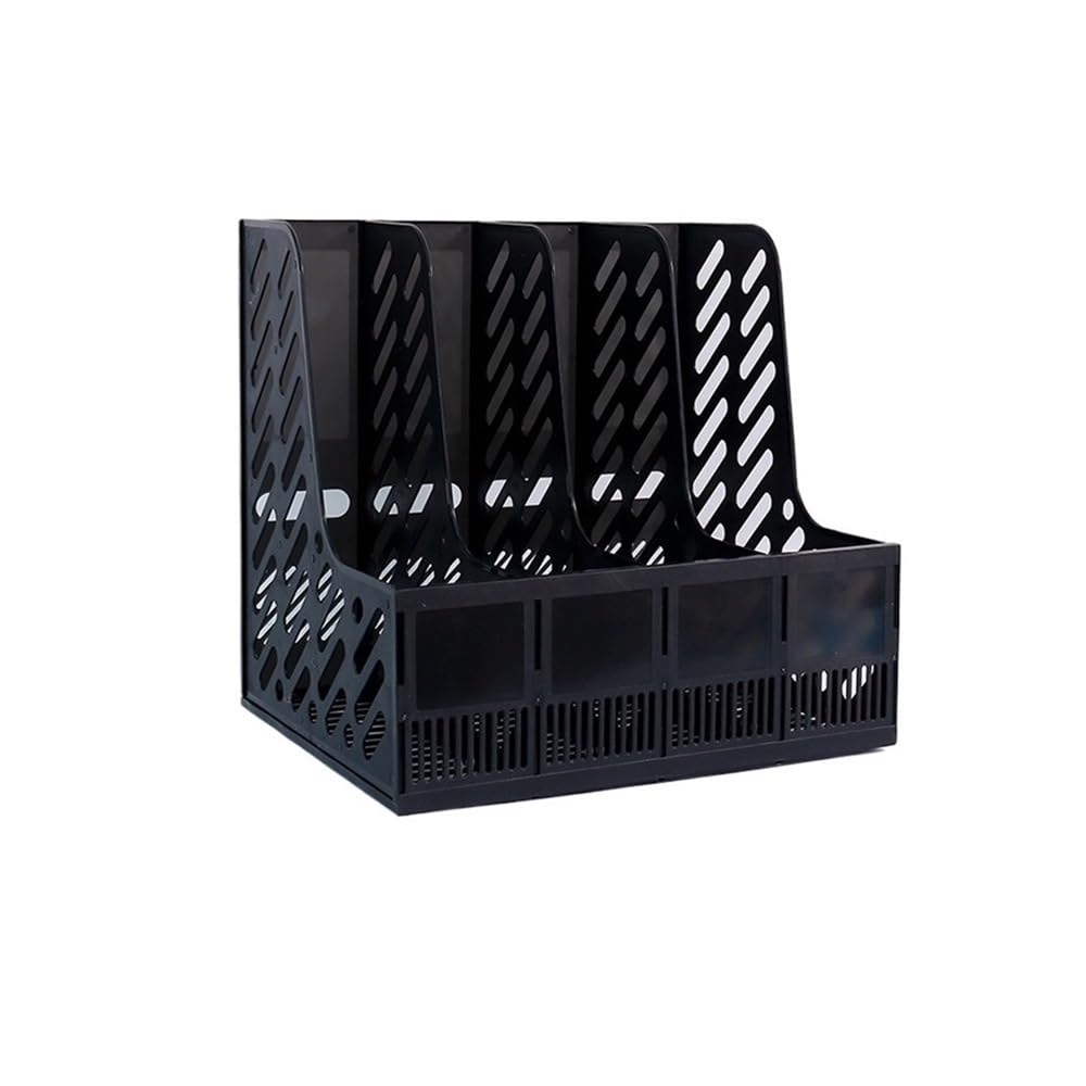 J9V4G6S3B5 Desktop File Rack Retro Mesh Magazine File Rack Holder, 4 Compartments Filing Office Desk Book Sorter(Black)