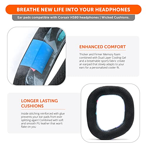 WC FreeZe HS80, Cooling Gel Earpads for Corsair HS80 RGB Wireless, Wired, & HS80 Max by Wicked Cushions, Elevate Comfort - Image 4