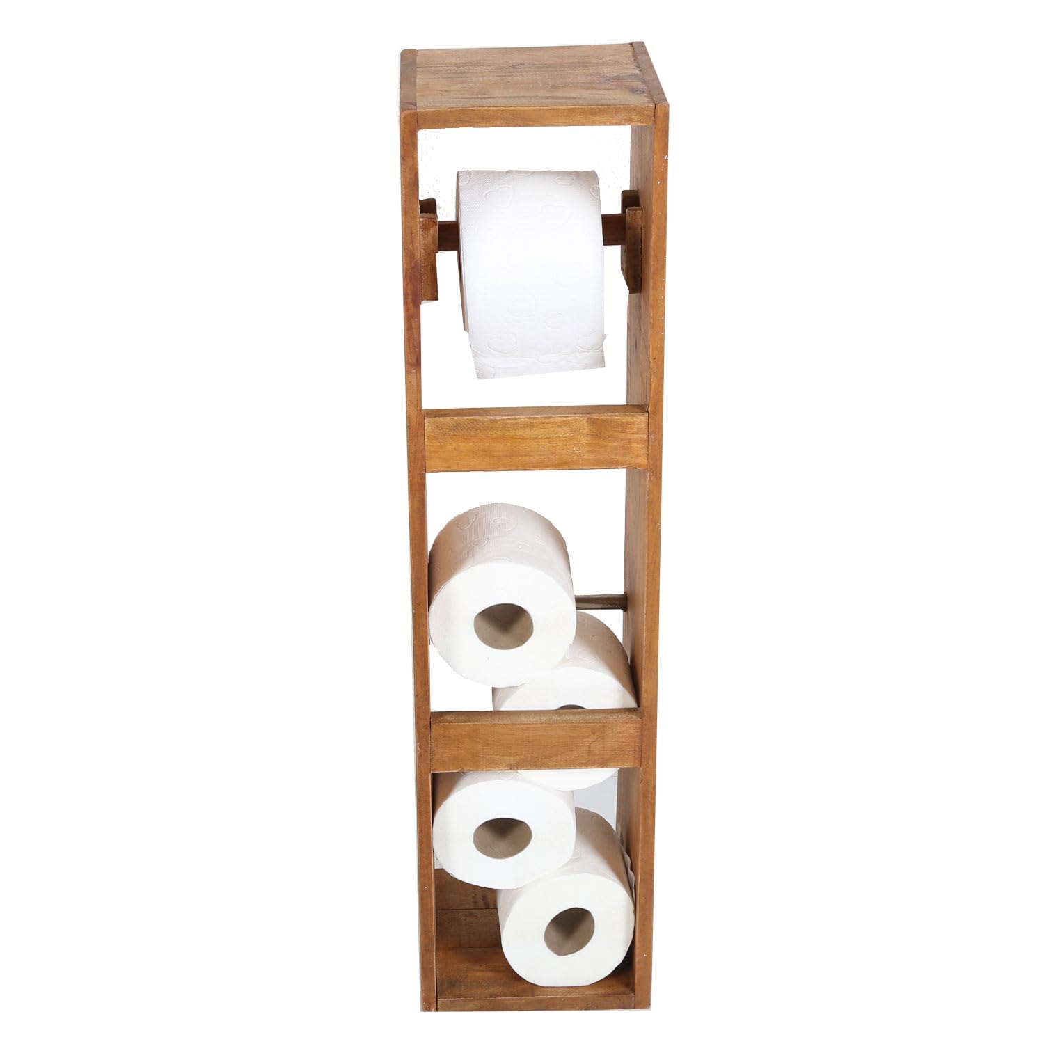 Casa Moro Uchwyt na papier toaletowy Elisa zestaw do WC z recyklingowanego drewna tekowego, uchwyt na zapasowe rolki, stojak bez wiercenia NUA045