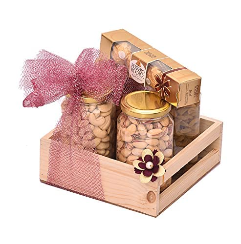 Image of NUTRI MIRACLE Rakhi Dry Fruit & Nut Gifts For Brother /Bhai With Traditional Rakhis For Family,450gm
