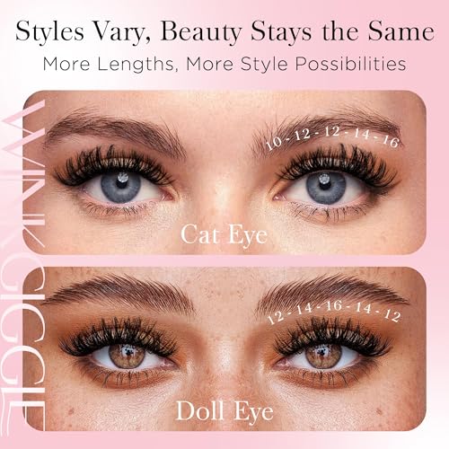 Image of Lash Clusters Volume Wispy Eyelash Clusters, 10-16mm D Curl Natural Lashes Clusters, DIY Individual Lash Extensions with Soft Ultra-thin Band, 144pcs (M02)