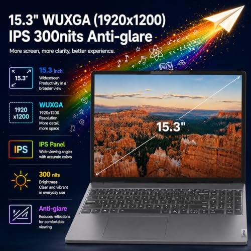 Image of Lenovo IdeaPad 2026 Student Laptop for College, Ultra Slim, 15.3 inch WUXGA Display, Intel Core i7-13620H 10-Core, 16GB DDR5, 512GB SSD, Wi-Fi 6, HDMI, Copilot AI, Win 11 Pro, Rapid Charge (80% in 45 Min)