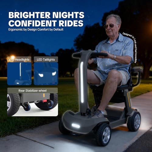 Image of SKRT Mobility Scooters for Seniors, 15 Miles Electric Powered Mobility Scooter, Integrated Foldable Mobility Scooter 300lbs Capacity, Handicap Scooters for Adults, Elderly, for Travel (Grey)