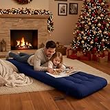 Vercraft Long Floor Cushion Large Floor Cushion with Brushed Cotton 74.8 x 27.5 x 3.15 in Jumbo Lounger Pillow for Outdoor Indoor Bay Window Meditation Yoga Reading Sleeping(1 Pc,Navy Blue)