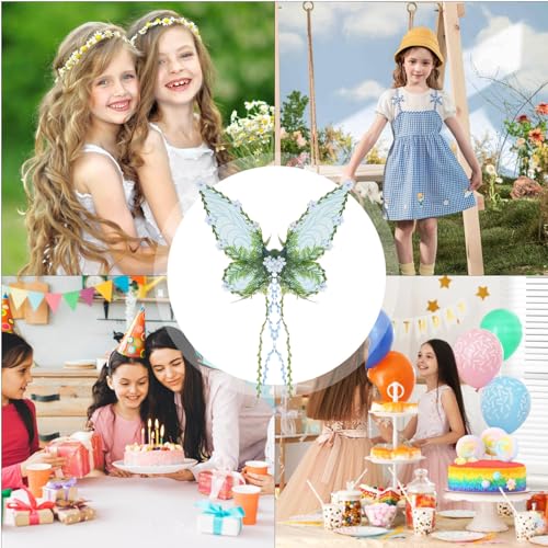 Alas de hada con flores y hojas en relieve para disfraces de halloween y festivales 5