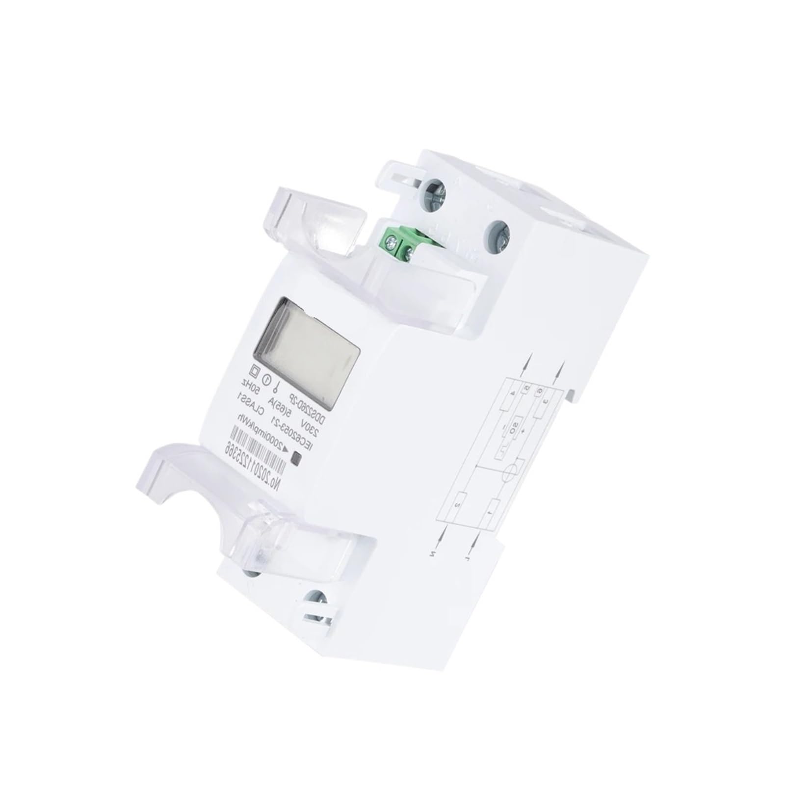 Leotnndq 100A 1Pcs 2P Lcd Single-Phase Din-Rail Energy Meter 65A 220V 230V 50Hz 60Hz Active Energy Import Export Kwh(100A)