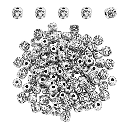 Nbeads 100 Pcs 6Mm Barrel Tibetan Style Alloy Beads, Antique Silver Metal Spacer Beads Column Loose Connector Charm Beads For Diy Bracelet Necklace Jewelry Making #TOP20