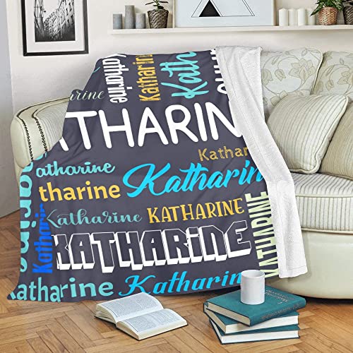 Personalized Blanket for Kids Adults Personalized Name Blanket Custom Blanket with Name Personalized Gifts for Christmas Birthday Valentines Day Mothers Fathers Day (Dark Gray&Colorful, 60"x80")