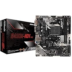 Asrock B450M-HDV R4.0 - Placa Base (AMD, Zócalo AM4, AMD Ryzen, DDR4-SDRAM, DIMM, 2133,2400,2667,2933,3200 MHz)