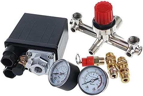 FASTROHY 90-120 PSI Air Compressor Pressure Control Switch with Pressure Regulator Gauges Relief Safety Valve Fittings Set New