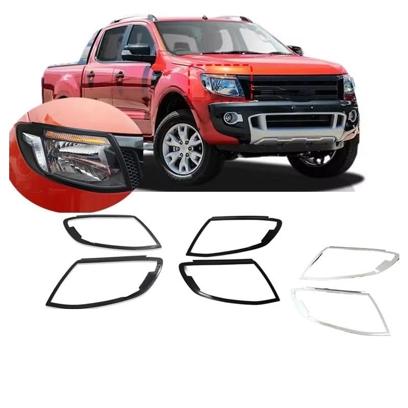 Couvercle de phare ABS chrome Ford Ranger 2012 boîtier feu luxe - 2