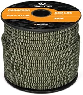 Abma Cord Paracord 550 4mm Nylon Rope Type III 7 Strands Parachute Cord - Max. 250kg (550lbs) - Shockwave, Stripes, Spiral Series