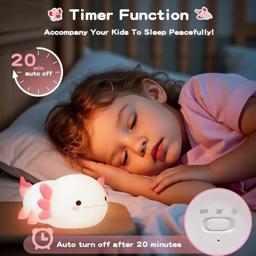 Image of One94Store Cute Axolotl Shape Silicone Electronic Toy for Kids, 7 Color Changing Squishy Soft Touch USB 1200mAh Rechargeable Toy, Fun Light-Up Kids Electronic Toy for Bedroom, Nursery Decor & Gift