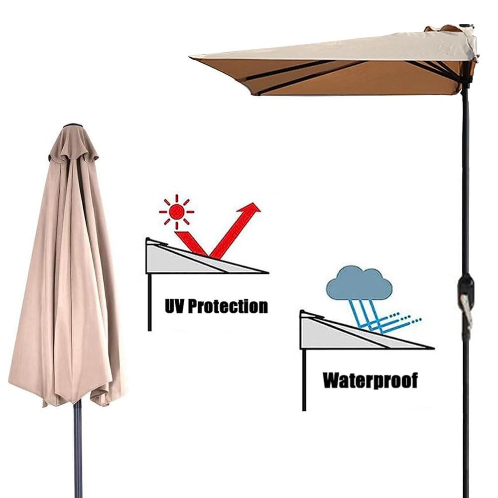 Parasol tarasowy 6,5' x 3' pół - parasol na stół targowy z podnośnikiem korbowym zewnętrzna osłona przeciwsłoneczna na taras i ogród 8' x 4' (biały 250 x 130 cm) - trwały i stylowy