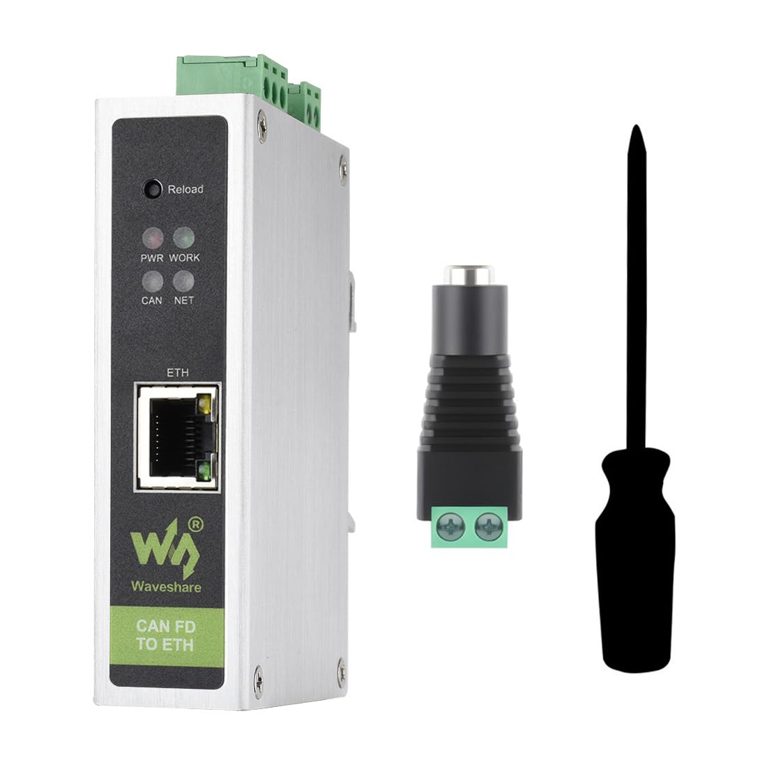 Waveshare Can FD Protocol Converter, Can FD to ETH Bidirectional Data Communication, Supports 5 Data Conversion Modes and Can 2.0A/2.0B Protocols, Rail-Mount Support