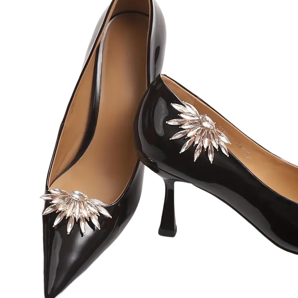 Shoe Clips for Women Dress Shoes Elegant Rhinestone Shoe Accessories 2PCS Crystal Shoe Decoration Detachable Shoe Buckles Wedding Party