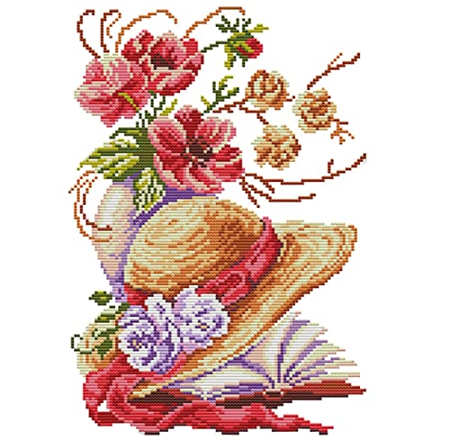 Broderie diamant 5D chapeau fleuri pour décorer un salon ou un bureau