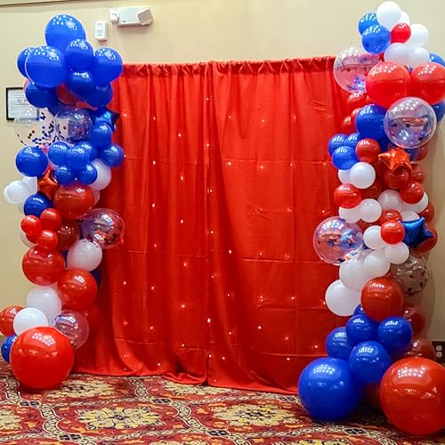 Image of Blue Red White Balloons, 12 Inch Dark Blue Matt Red and Ivory Latex Helium Balloon for Baseball Cartoon Birthdays Labor Patriotic Theme 4th of July Decorations Independence Day Party Decorations