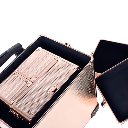 Train Case QK-05 Channcase 4 In 1 Portable Traveling Aluminum Professional Makeup Trolley Cart thumb #3