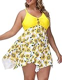 Hanna Nikole Women's One Piece Plus Size Slimming Swimsuit Swimdress with Boyshort 28W Sunflower