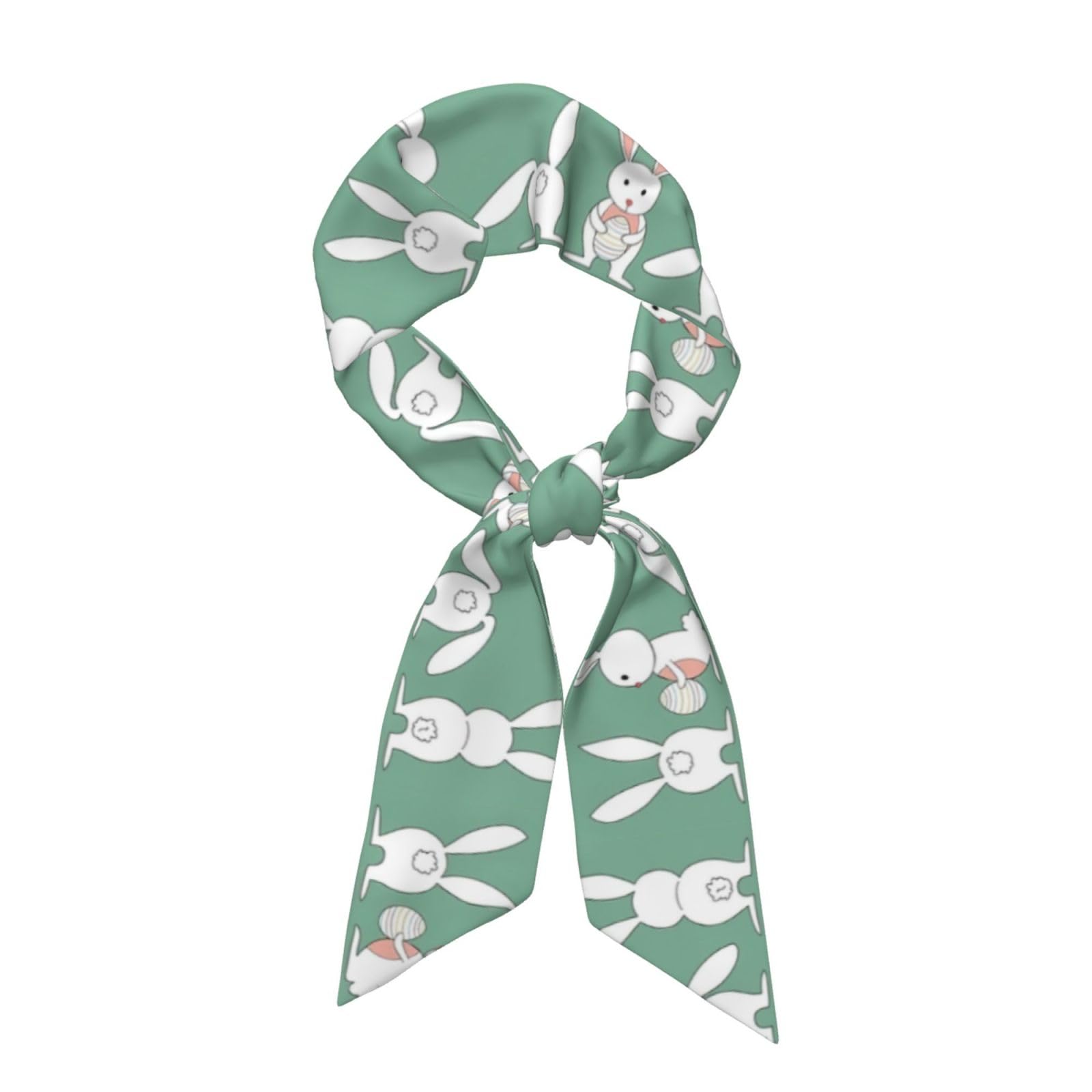 Silk Feeling Satin Headscarf for Women Fashion Skinny Scarf Neck Scarf Hair Scarf Easter Bunny Print