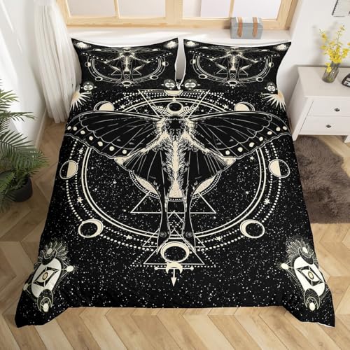 Castle Fairy Death Moth Duvet Cover Set Twin Size,Stars and
