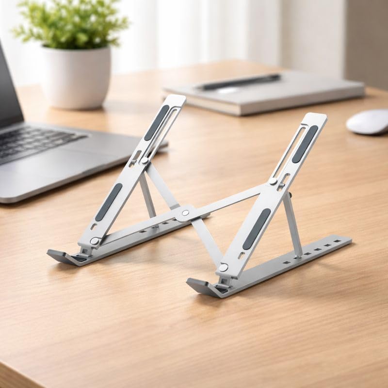 Image of Tryla 6 Angles Adjustable Aluminum Ergonomic Foldable Portable Tabletop Laptop /Desktop Riser Stand Holder Compatible with MacBook, HP, Dell, Lenovo