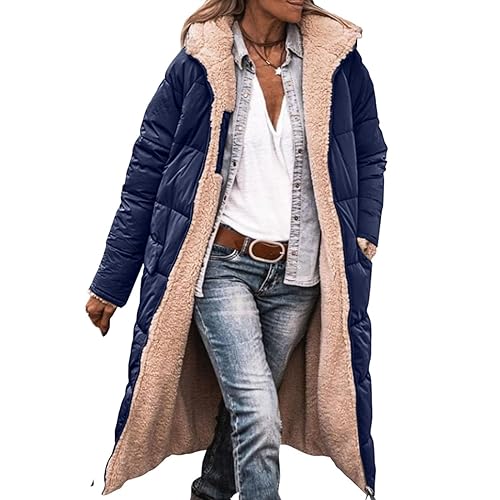Susenstone Doudoune Femme Puffer Hiver Doublé Polaire Vestes Chaud Fausse Fourrure Long Laine Manteau Imperméable Rembourré Pardessus Extérieur Ski...