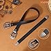 WHIPPY Vintage Western Leather Belt for Women Double Buckle Retro Cowgirl Waist Belts for Jeans Pants Dresses Black Silver, M