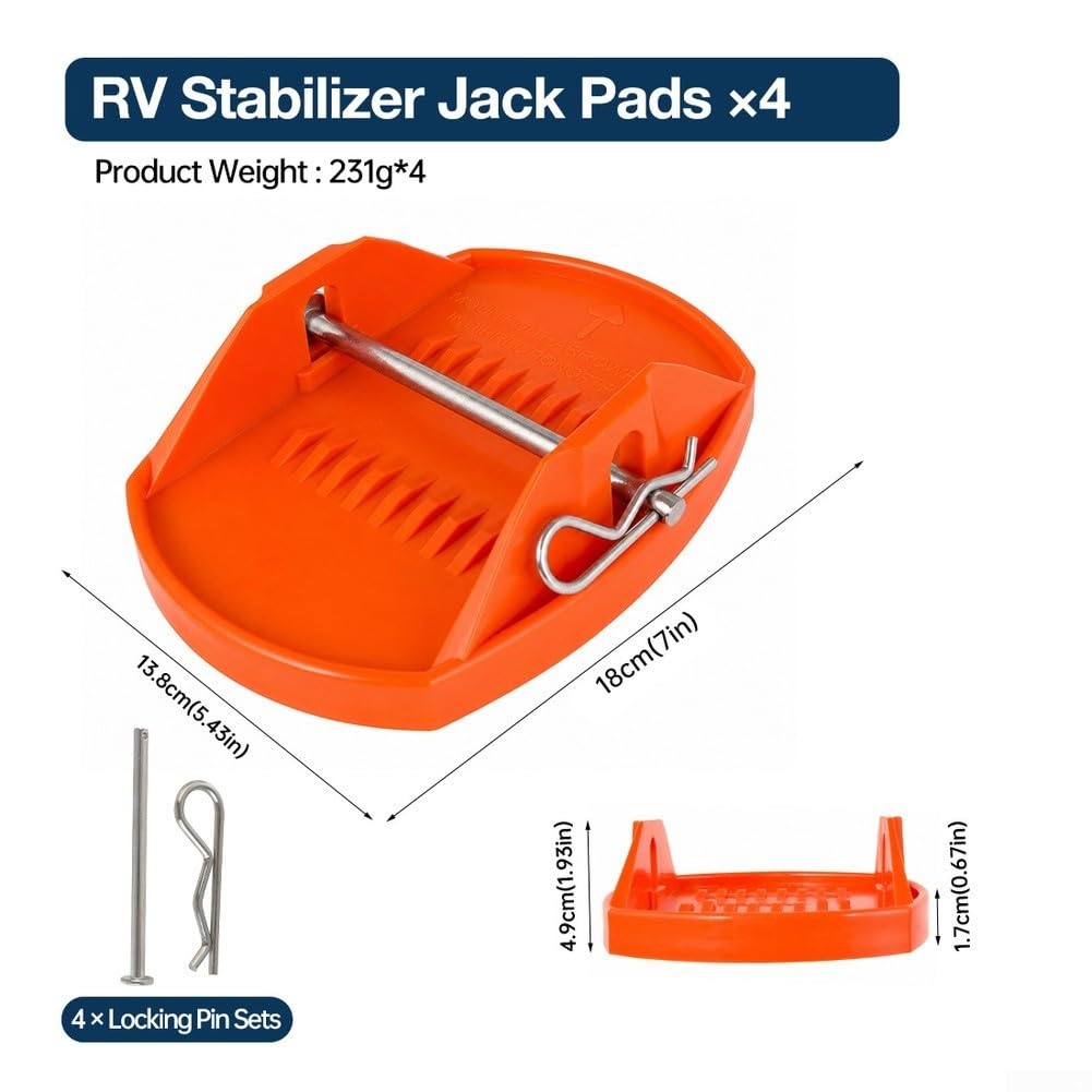 4er Set RV Stützplatten mit Sicherungsstift für Wohnwagen
