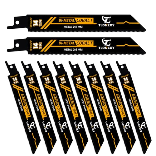 20tlg Säbelsägeblätter Metall Set Sägeblätter Säbelsäge Metall 150mm 14TPI aus HSS Säbelsägeblatt mit 8% Kobalt Metallsägeblatt Sägeblätter für Säbelsäge MetallBlechen Schneiden
