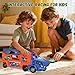 Dinosaur Truck Toys for Kids 3-5 - Transporter Carrier Truck with 6 Die-Cast Cars Toys, 3 in 1 Truck with 2 Foldable Race Tracks, Christmas Birthday Gifts Toys for 3 4 5 6 Years Old Boys(Blaze Red)