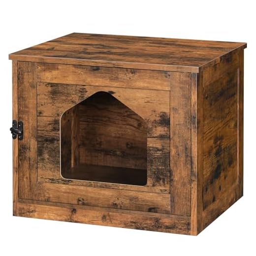 HOOBRO Kattenhuis, kattenwasruimte met deur en gat, verborgen dierendoos, industriële kattengrotkast, vergrote kattenbakbehuizingen, eenvoudig te monteren, in woonkamer, slaapkamer EBF01MW01