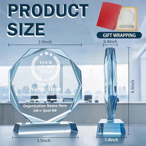 Personalized Trophy Award - Plaques Personalized Engraved - Custom Crystal Awards and Trophies for Employee Recognition, Event, Sport, Competition - Coworker Employee Appreciation Gifts (Outstanding) - 3