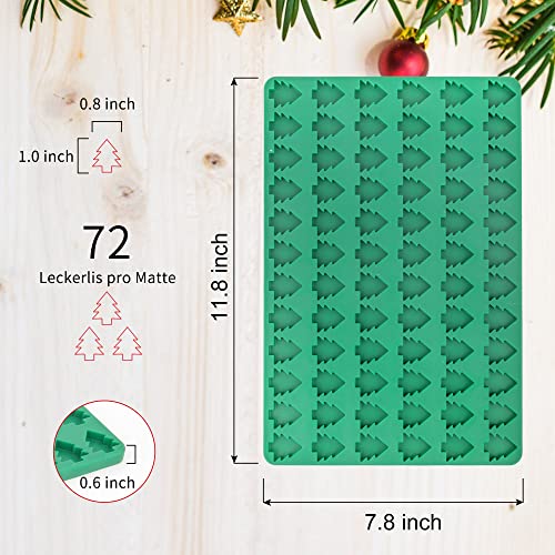 2 Pieces Christmas Gummy Candy Silicone Molds 72 Holes Xmas Tree Shaped Chocolate Candy Mold With 2 Droppers For Chocolate Gummy Candy Ice Cube Diy Making #TOP1