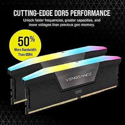 CORSAIR Vengeance RGB DDR5 RAM 96GB (2x48GB) 7200MHz CL40-54-54-116 1.4V Intel XMP 3.0 Desktop Computer Memory Black (CMH96GX5M2B7200C40)