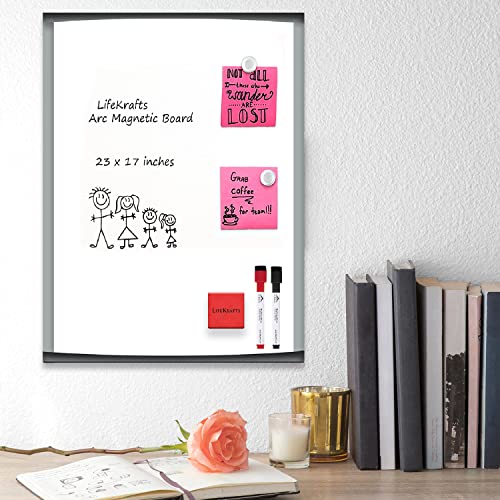 Image of Lifekrafts Aluminum Dry Erase Magnetic White Board |Size:(23 X 17)Inches,Includes 2 Marker Pens,1 Eraser-Pack Of 1 |Light Weight,Front Side Magnetic Board For Kids,Adults For School,Home,Office,Etc