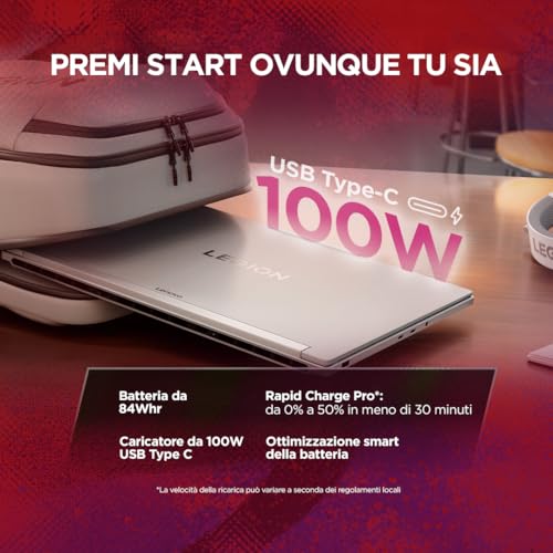 Legion 7 Gaming Laptop - Display OLED WQXGA 16" 240Hz, NVIDIA GeForce RTX 5060 8GB, AMD Ryzen AI 7 450, RAM 32GB, SSD 1TB, Windows 11 Home, Tastiera RGB italiana - Glacier White - Notebook - Immagine 10