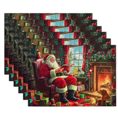 Sets de table illustrations de cadeaux décoration de table Noël rouge 6 pcs